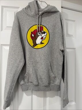 Buc-ees Classic Gray Pullover Hoodie with Kangaroo Pocket